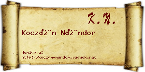 Koczán Nándor névjegykártya